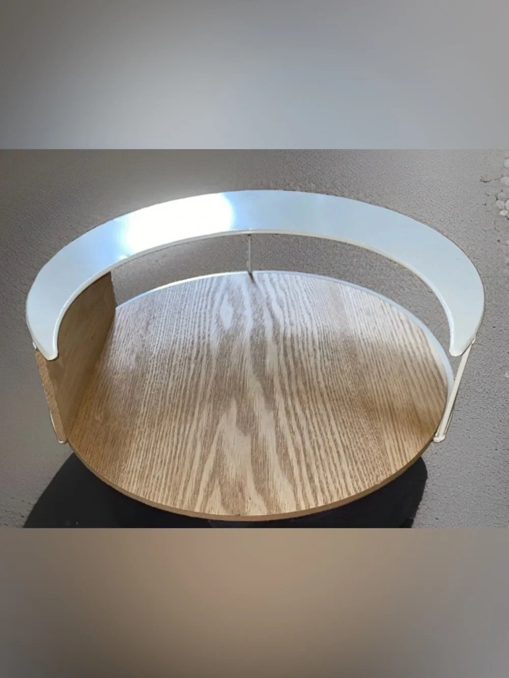 Crescent Moon Floating Wall Shelf🌜Oak Wood, White Metal Crystal Oil Display 14”